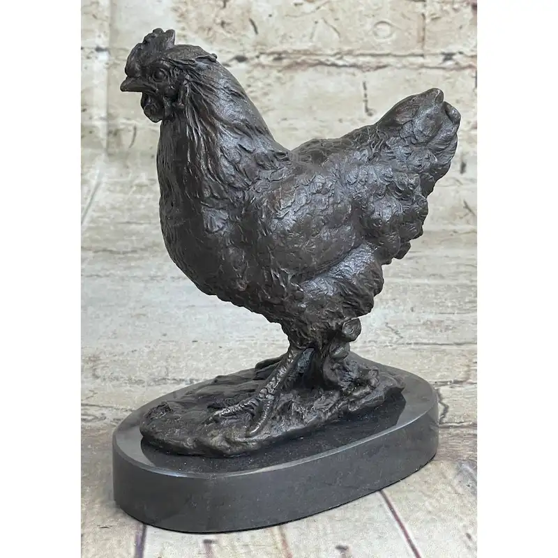 Lucky Chicken Rooster Chanticleer Bronze Statue Sculpture Statue Art 7 Inches X 5 Inches
