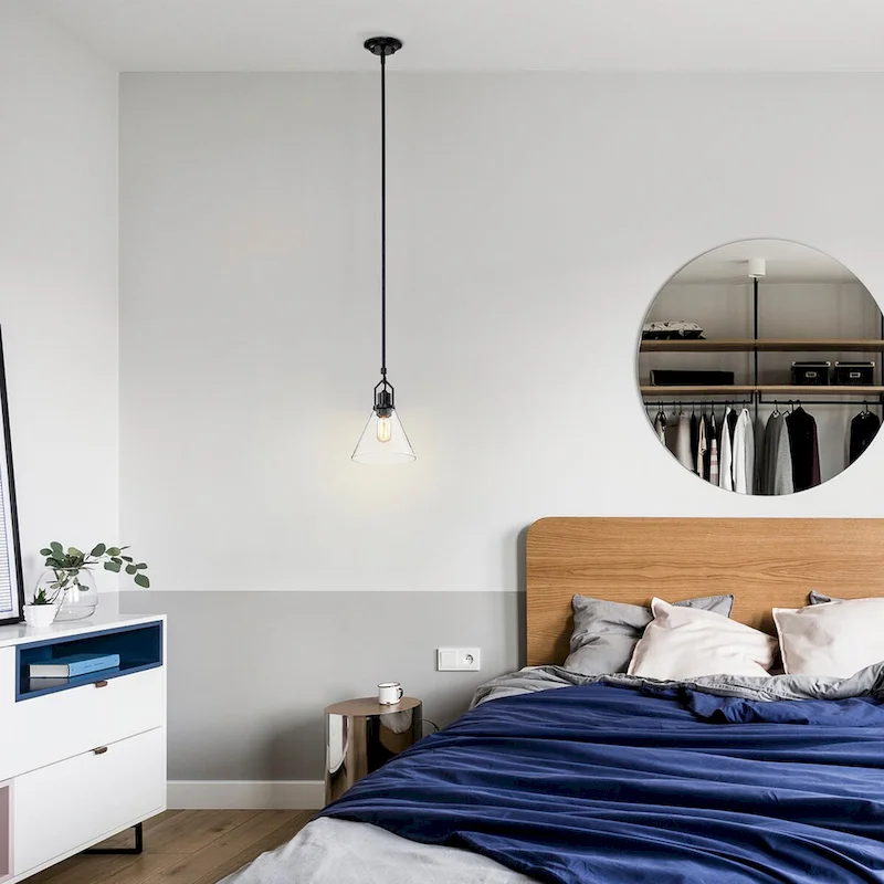 Matte Black 1-Light Mini Pendant with Clear Cone Glass Shade