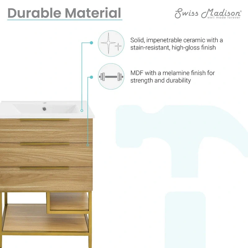 Carre 24 Bathroom Vanity in Oak