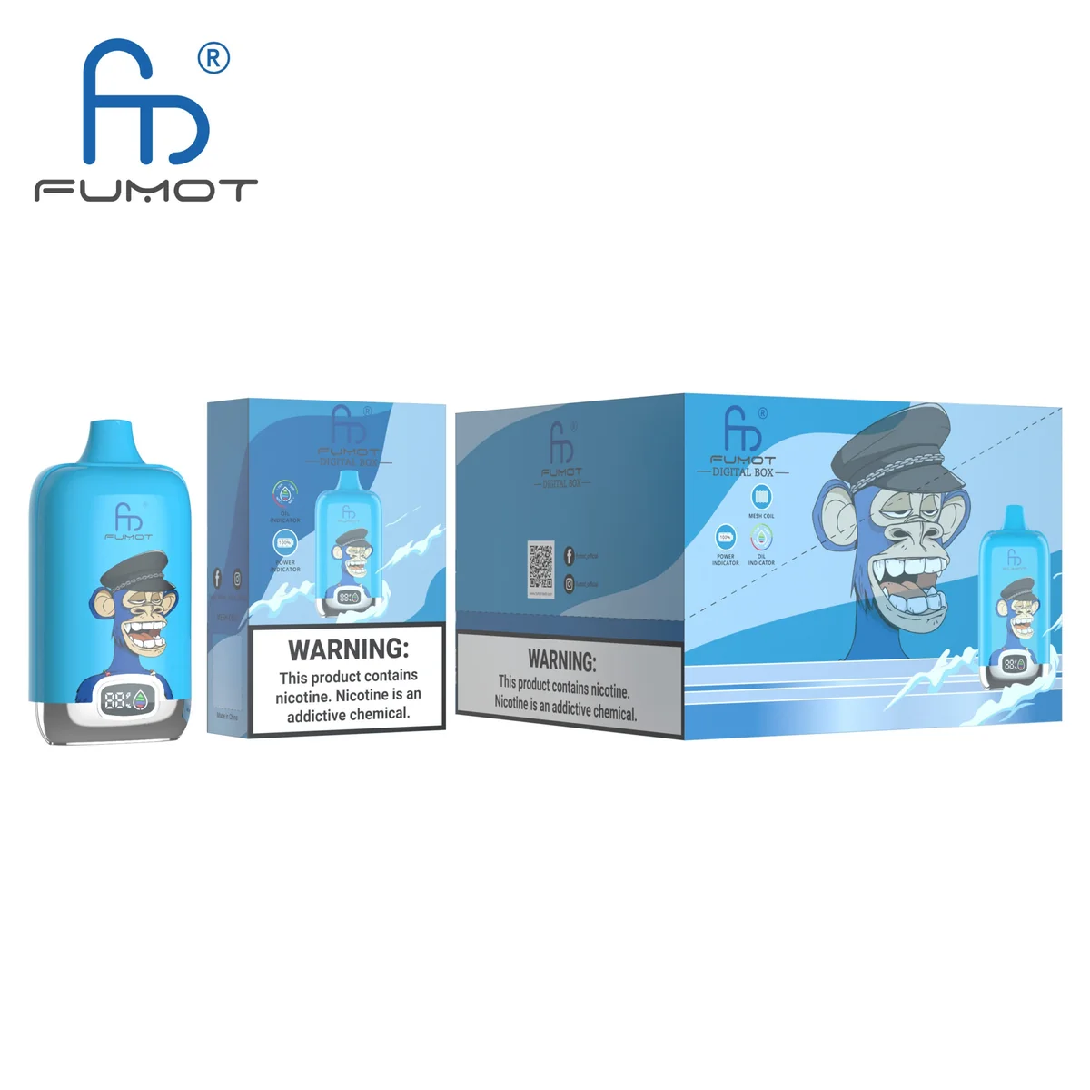 Fumot Digital Box 12000 Dr Blue – 10er-Displaybox mit Einweg-Vape und Einzelpackung