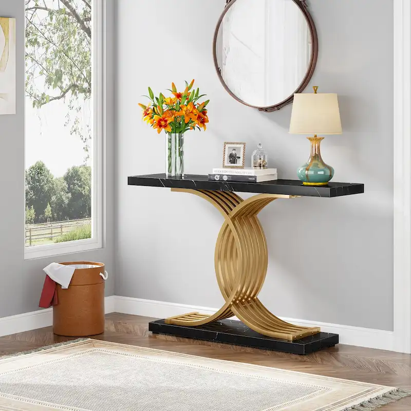Entryway Hallway Console Table with Metal Frame