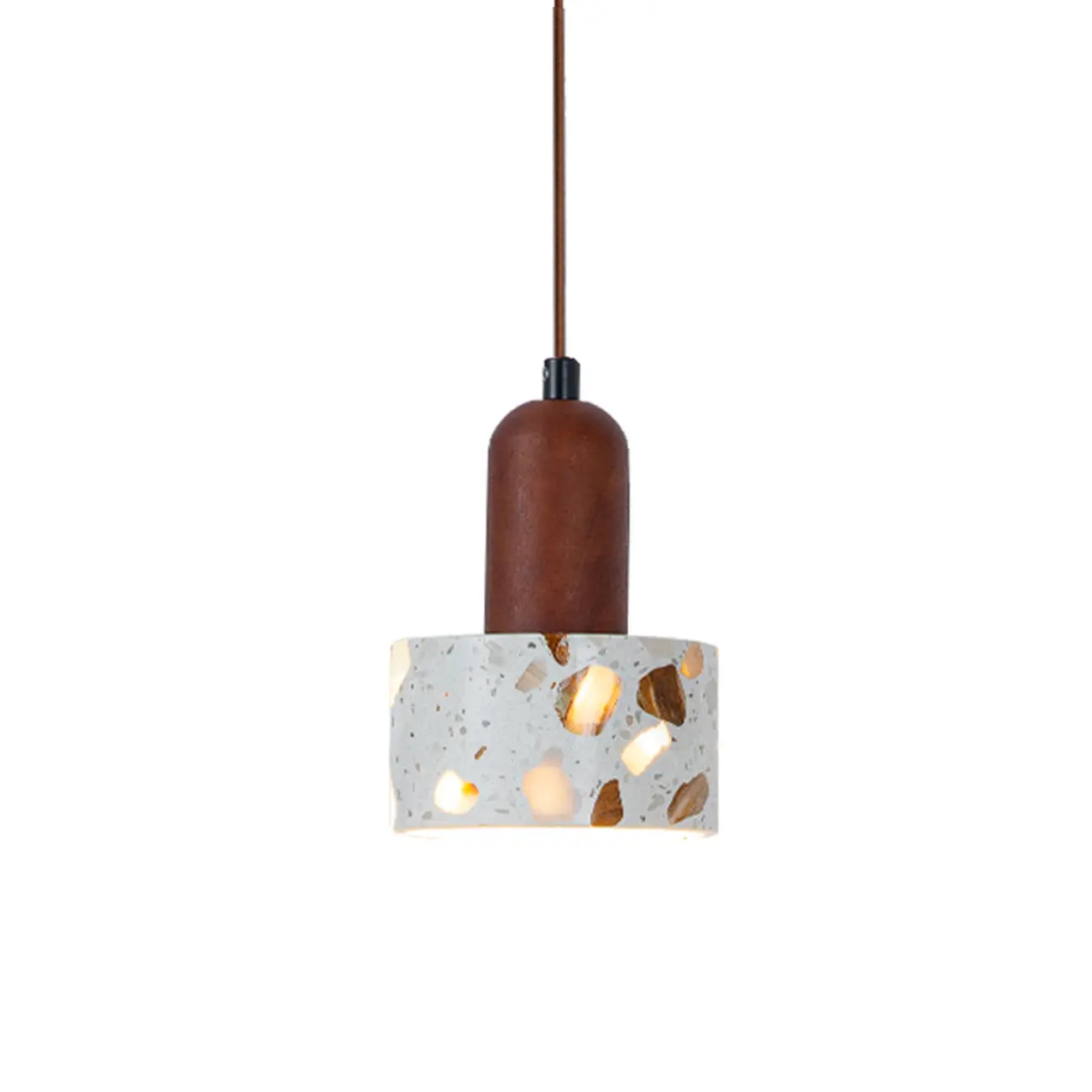 Modern Terrazzo Cylinder Brass Pendant Light