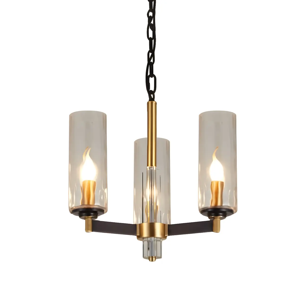 Modern Stylish Black-Gold Cylinder Glass Chandelier