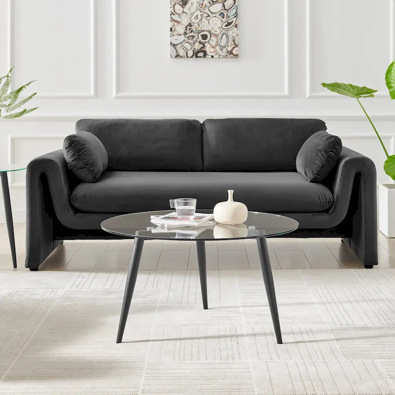 Danya B. Van Beuren Coffee Table with Taper Legs and Glass Tabletop