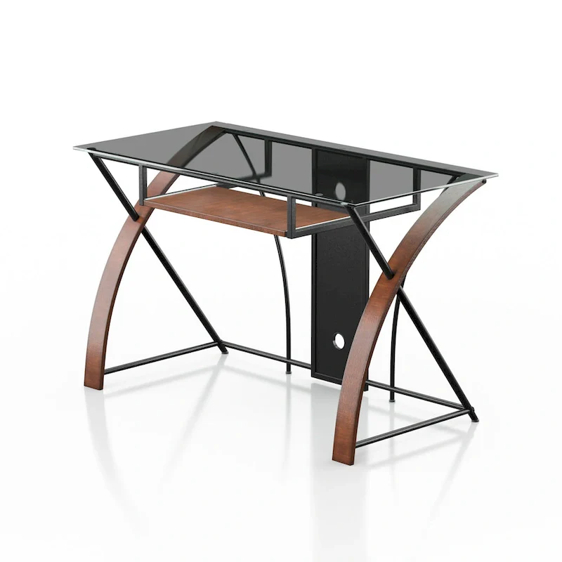 Falt Modern Grey-Tint 47-inch Glass Computer Desk by Furniture of America