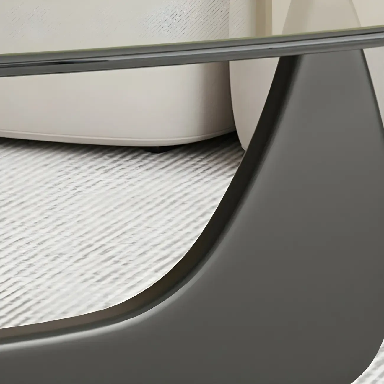 Modern Triangle Glass Coffee Table Wooden Base