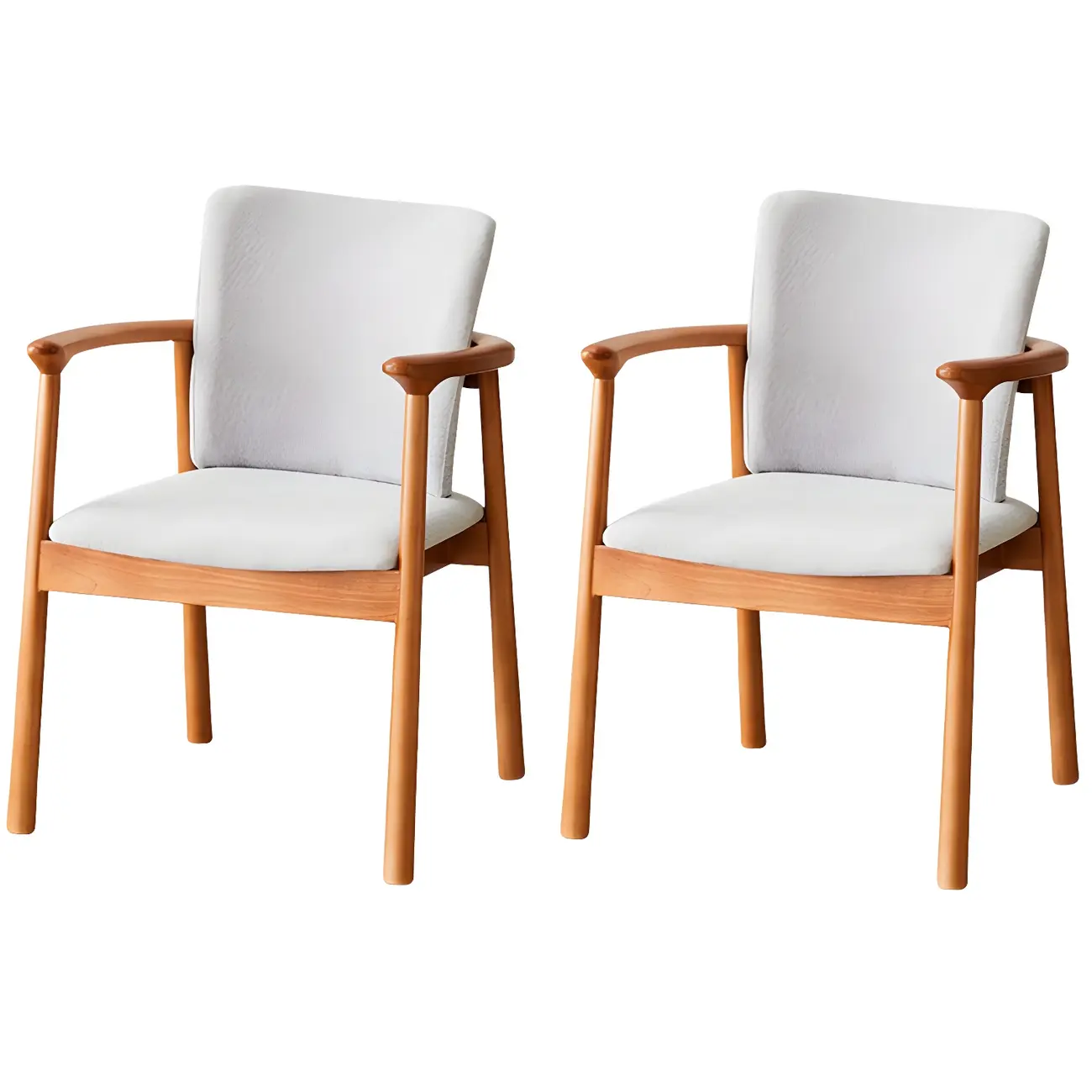 Modern Upholstered Rubberwood Arm Dining Chair Set of 2