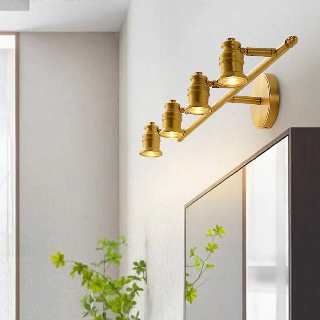 Antique Copper Gold Bath Vanity Light Fixture Hardwired