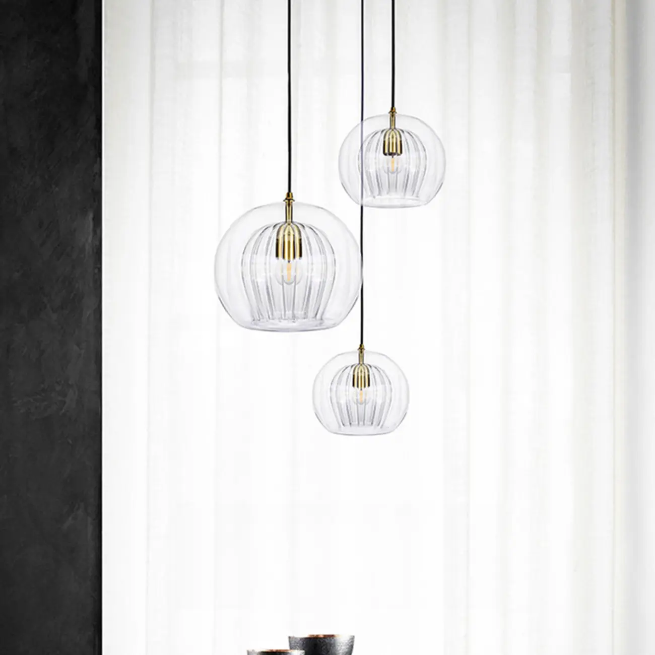 Modern Globe Glass Kitchen Pendant Lighting Height Adjustable