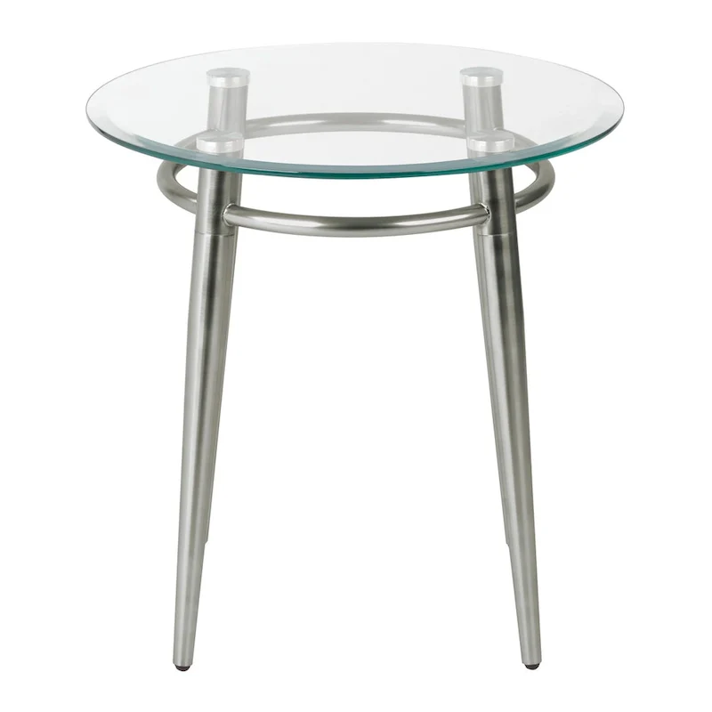 Mid Century Brooklyn Round Top Glass End Table