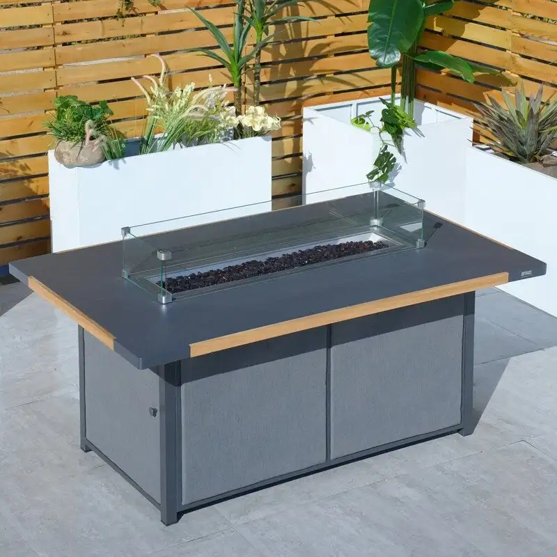 4-Piece Patio Acrylic Conversation Set with Firepit Table and BBQ Grill