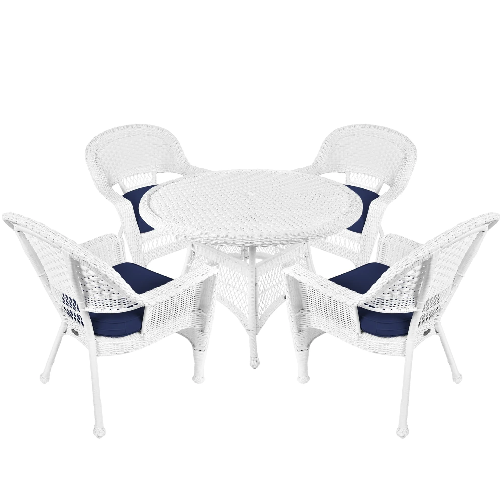 5-piece White Resin Wicker Dining Set