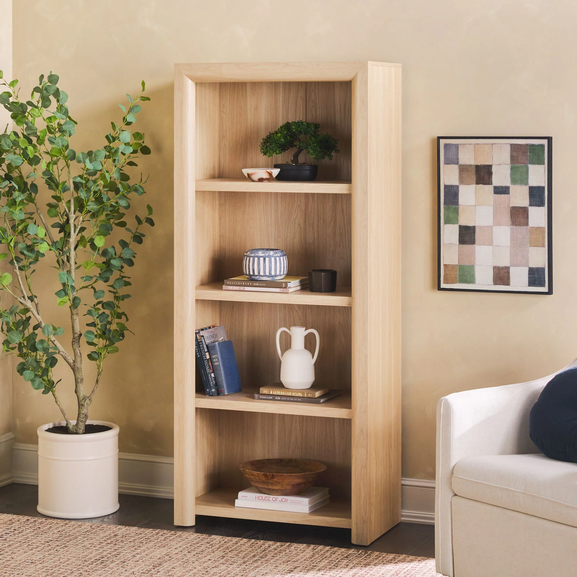 Amira Modern Wood Open Bookshelf