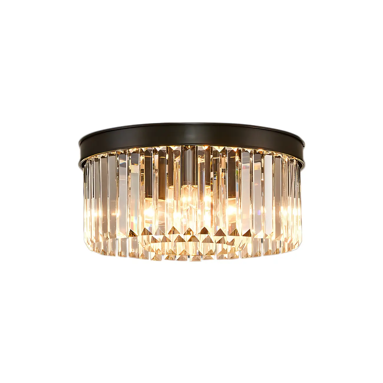 Modern Black Large Crystal Flush Mount Ceiling Light