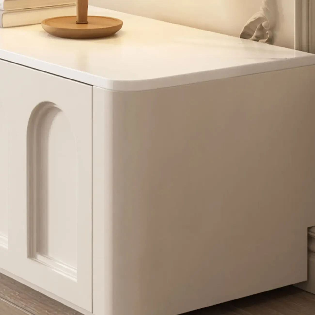 White Modern Long Wooden TV Stand with Drawers