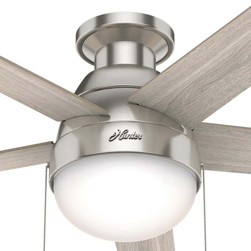 Hunter 46  Anslee Low Profile Ceiling Fan with LED Light Kit and Pull Chain - Silver