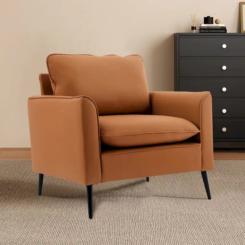 Cat paw leather upholstered sofa 1PC Cream White