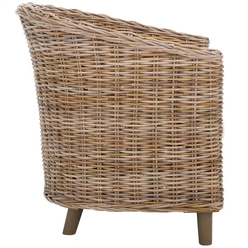 SAFAVIEH Charla Rattan Barrel Chair with Cushion - 29.1 x 27.2 x 32.7 - 29Wx27Dx33H