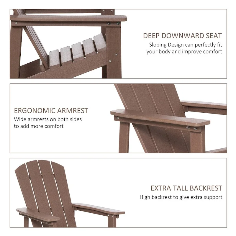 Adirondack Chair,Faux Wood Patio&Fire Pit Chair,Weather Resistant HDPE