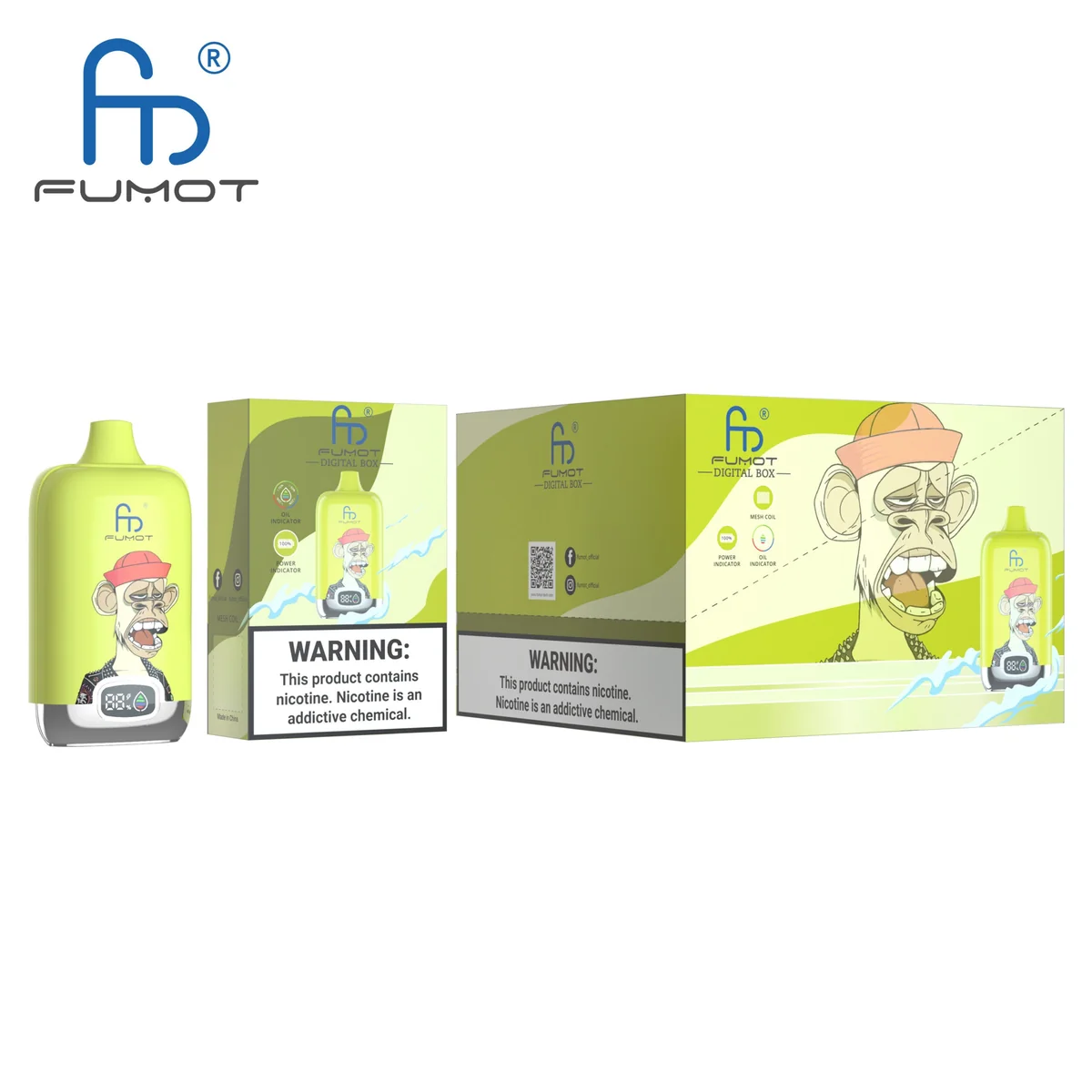 Fumot Digital Box 12000 Strawberry Kiwi – 10er-Displaybox mit Einweg-Vape und Einzelpackung