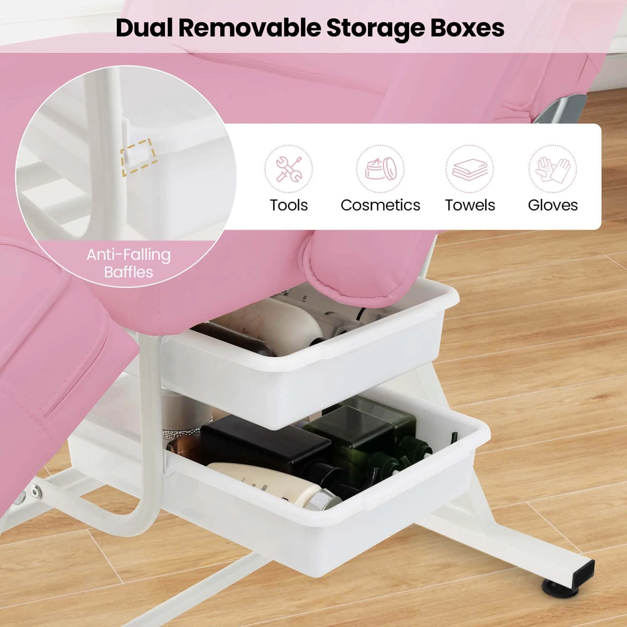 Costway 72 Massage Bed with Hydraulic Stool Adjustable Backrest &