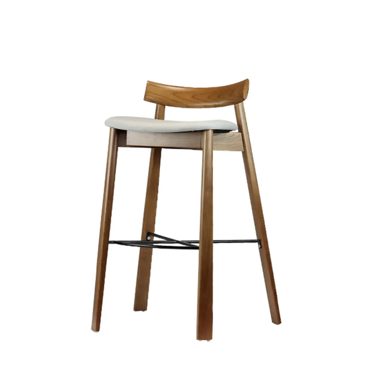 Modern Black Ash Upholstered Saddle Bar Stools