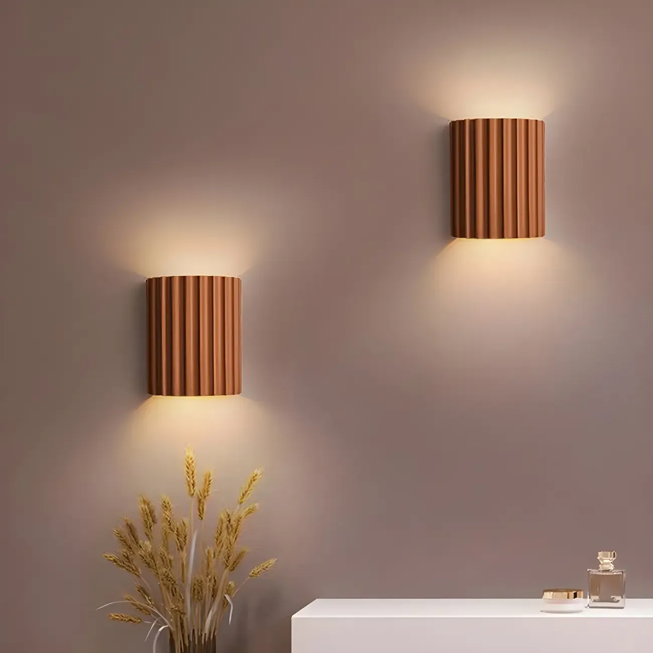 Modern Ribbed Half Cylinder Up Down Wall Sconce
