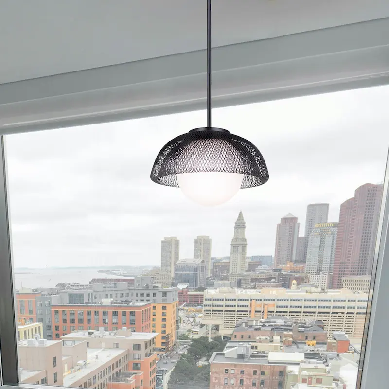 Emerich 60-Watt 1 Light Matte Black Modern Pendant with Flat Opal Glass Shade
