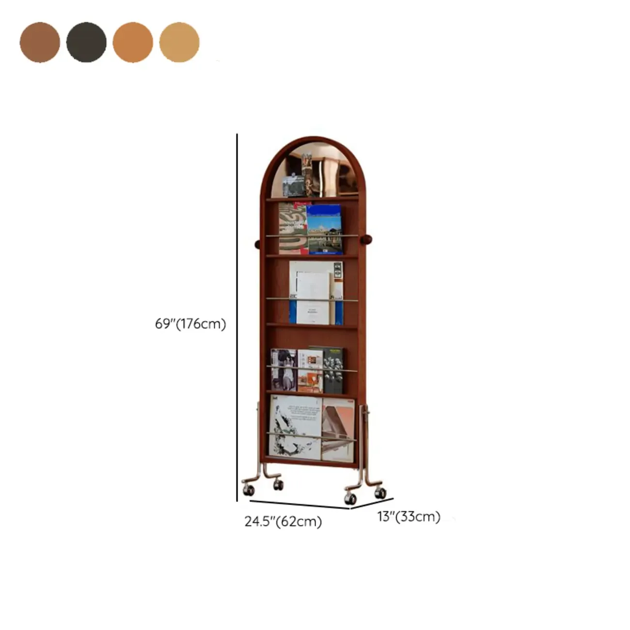 Modern Oak Wood Vertical Closed Back Bookcase