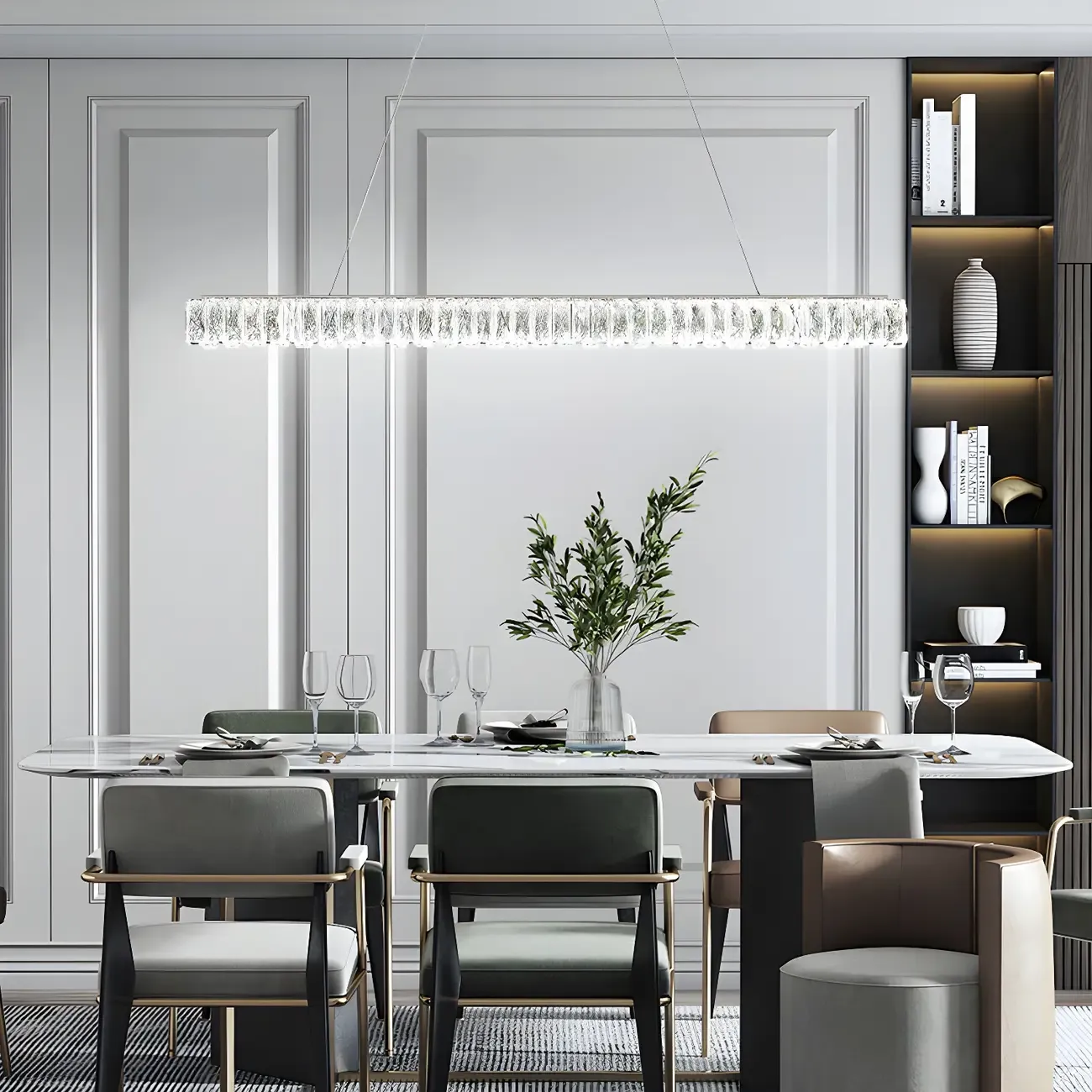 Trendy Modern Crystal Linear Pendant Light