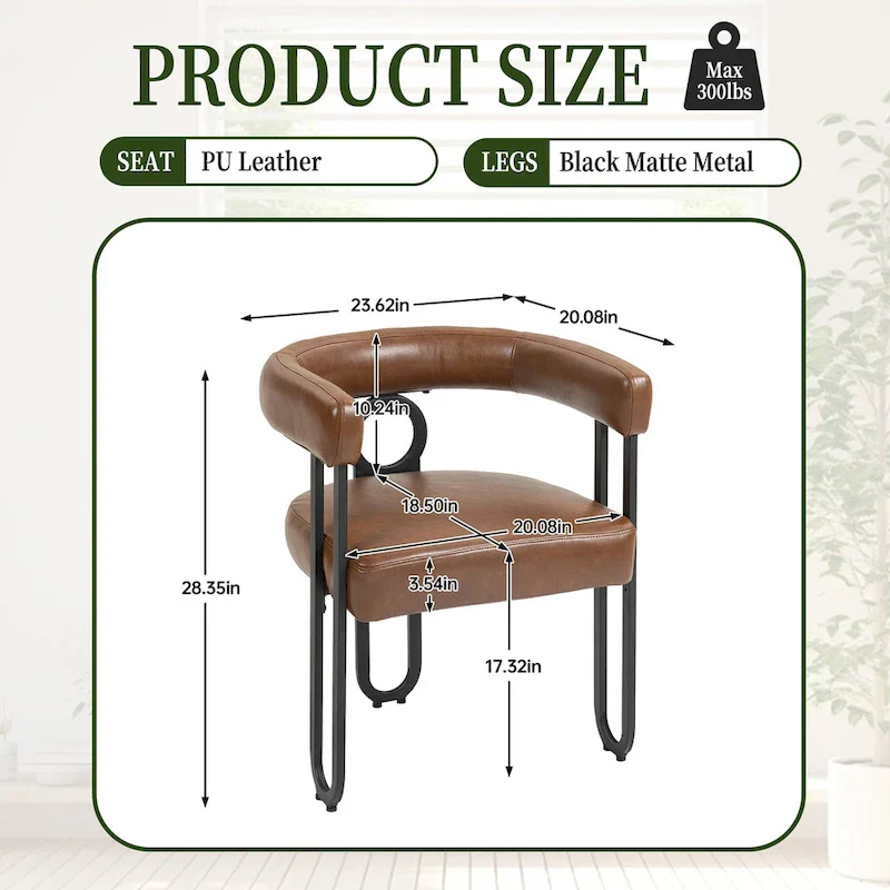 2 PCS PU Leather Upholstered Dining Chair Set wMetal Legs