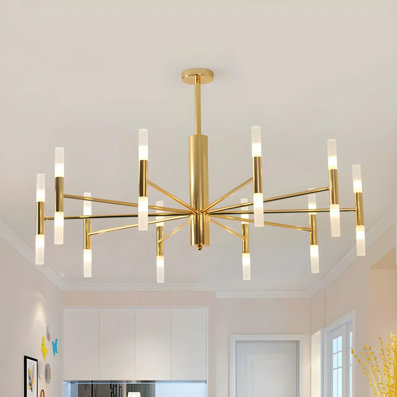Elegant Tube-shaped Glass Shade Multi-light Chandelier