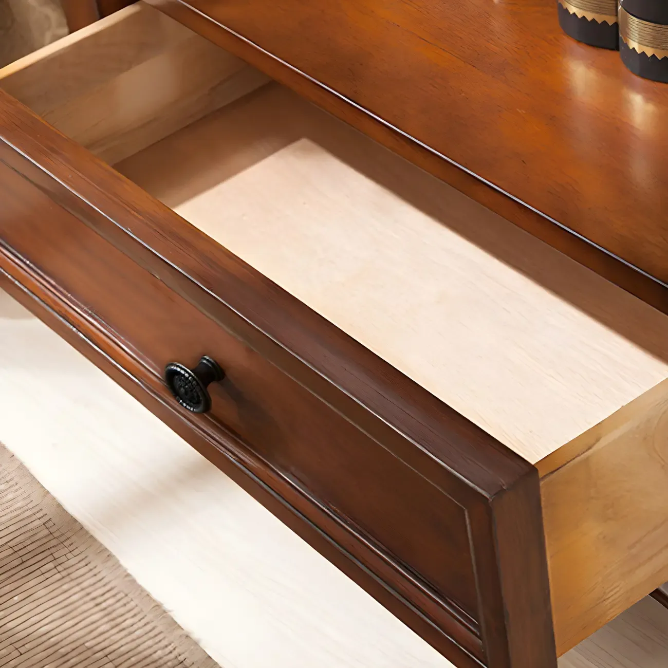 Traditional Wood 3-Shelf Brown Bookcase with Drawer