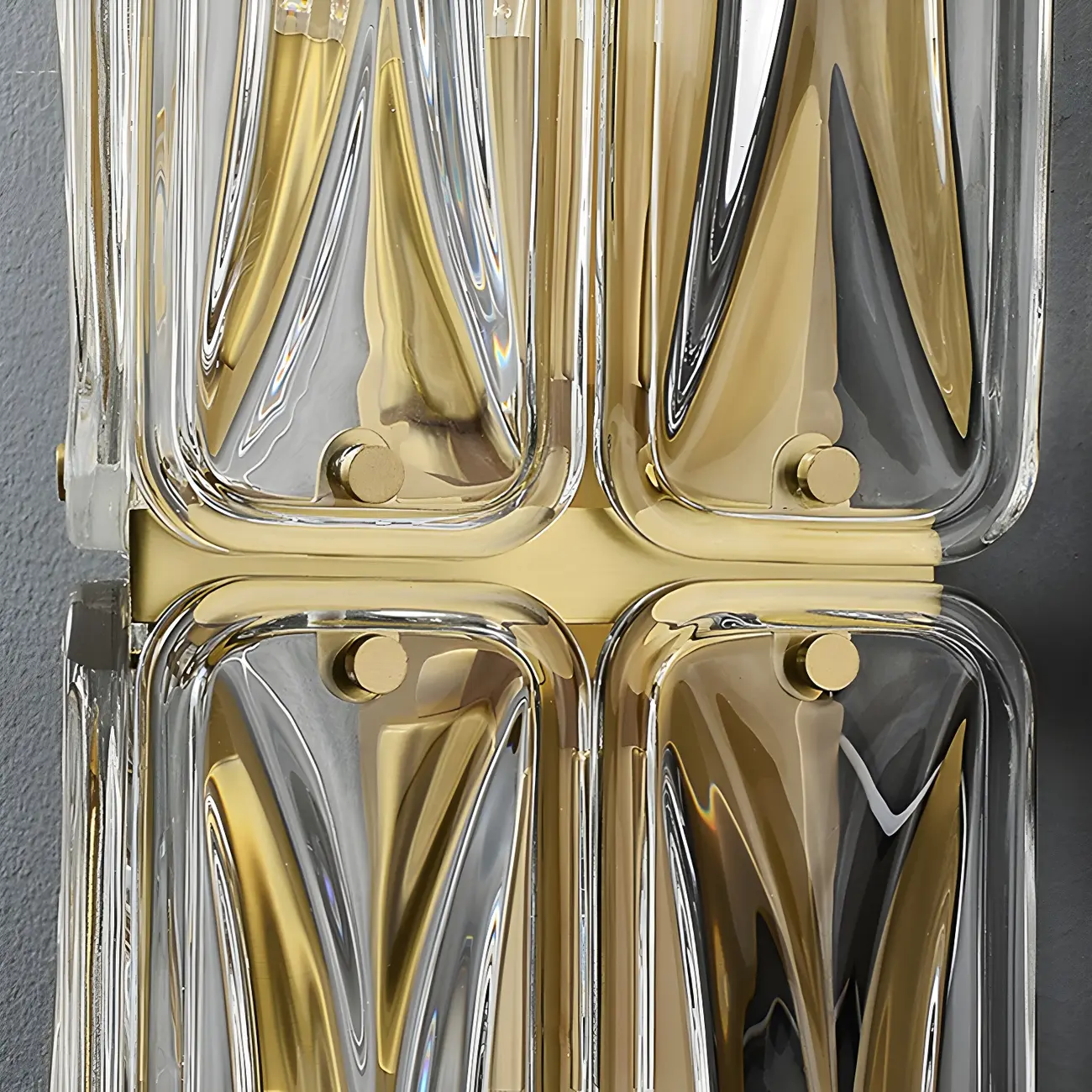 Modern Gold Metal Clear Glass Geometry Wall Sconce