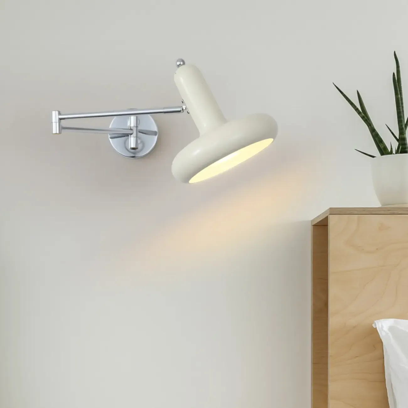 Mini Adjustable Iron Swing Arm Wall Light for Bedside Use