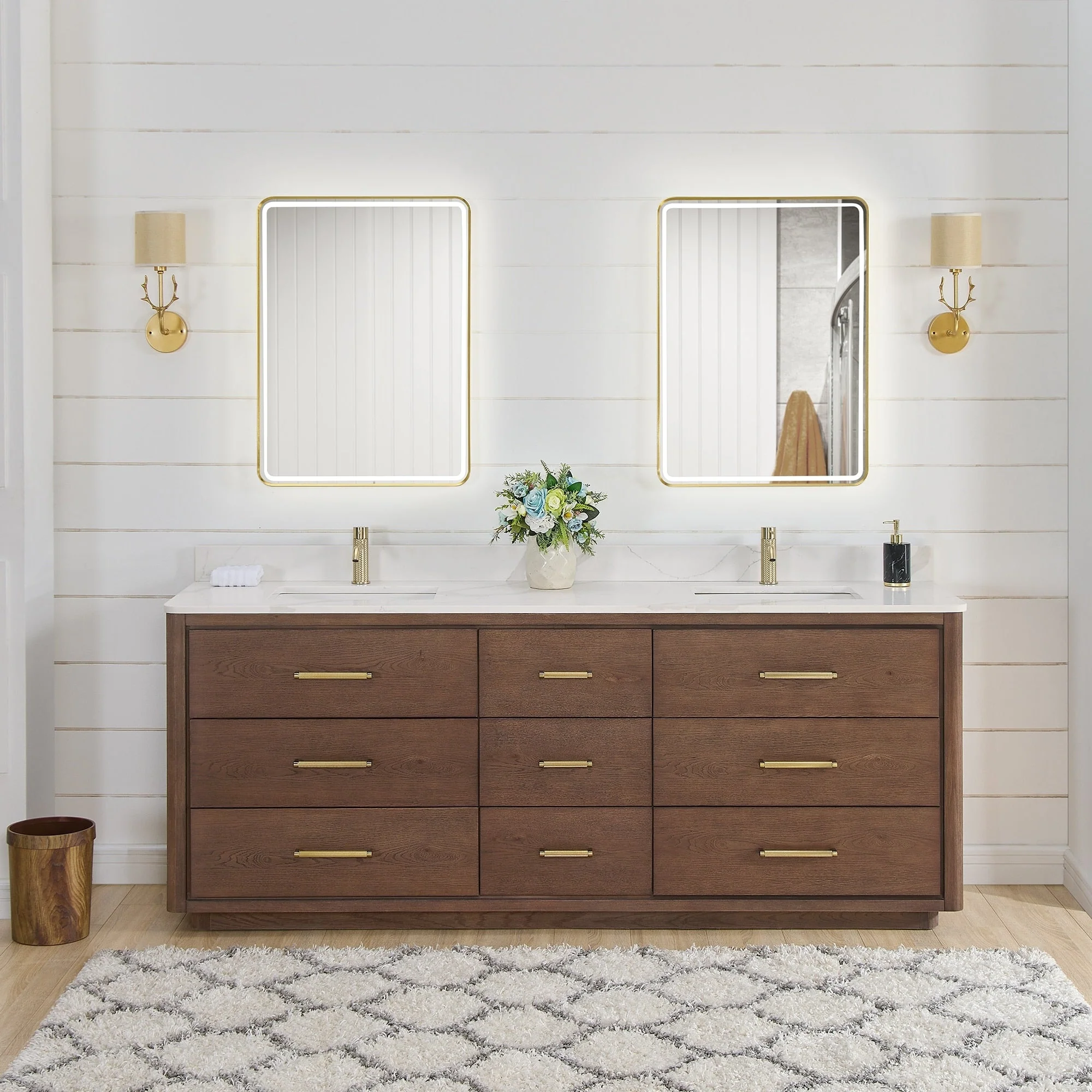 Porto Bath Vanity with White Quartz Stone Top without Mirror