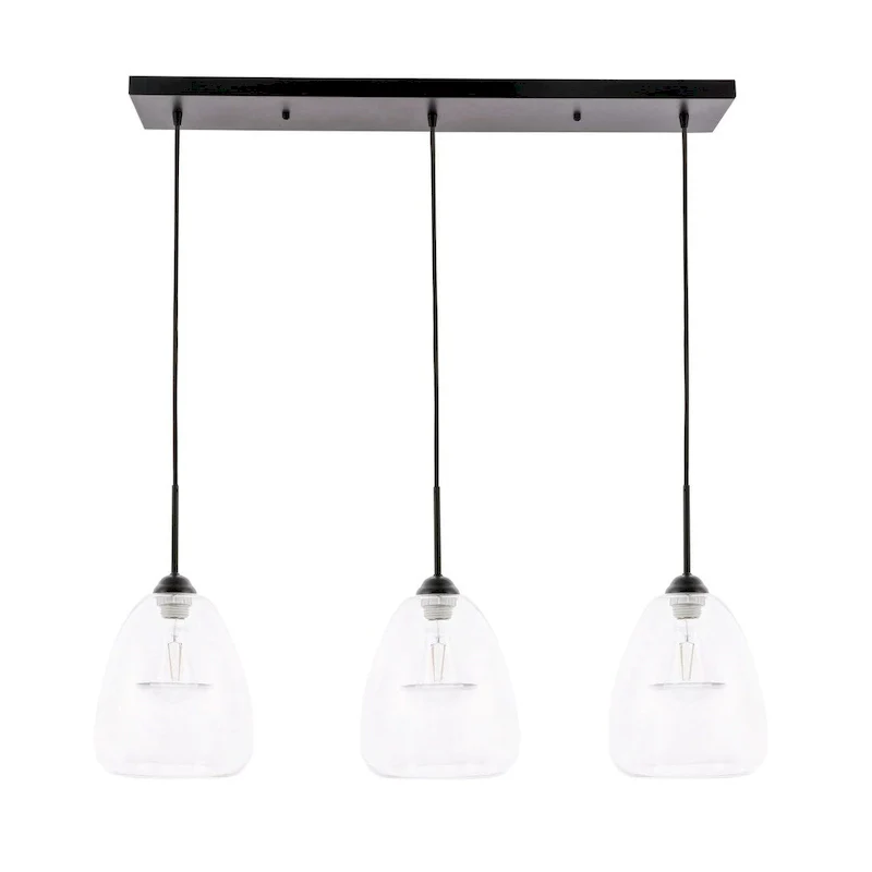 Elise 36-Inch 3-Light Clear Pendant - Black