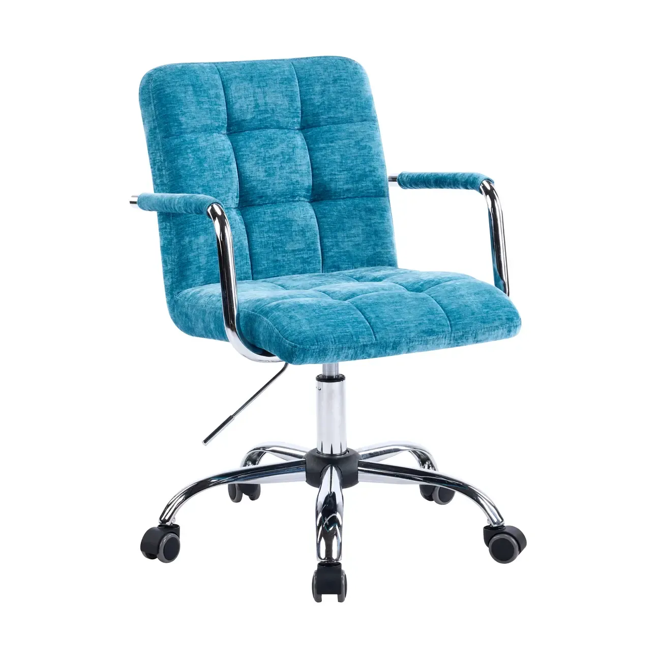 Adjustable Blue Fabric Upholstered Swivel Office Chair