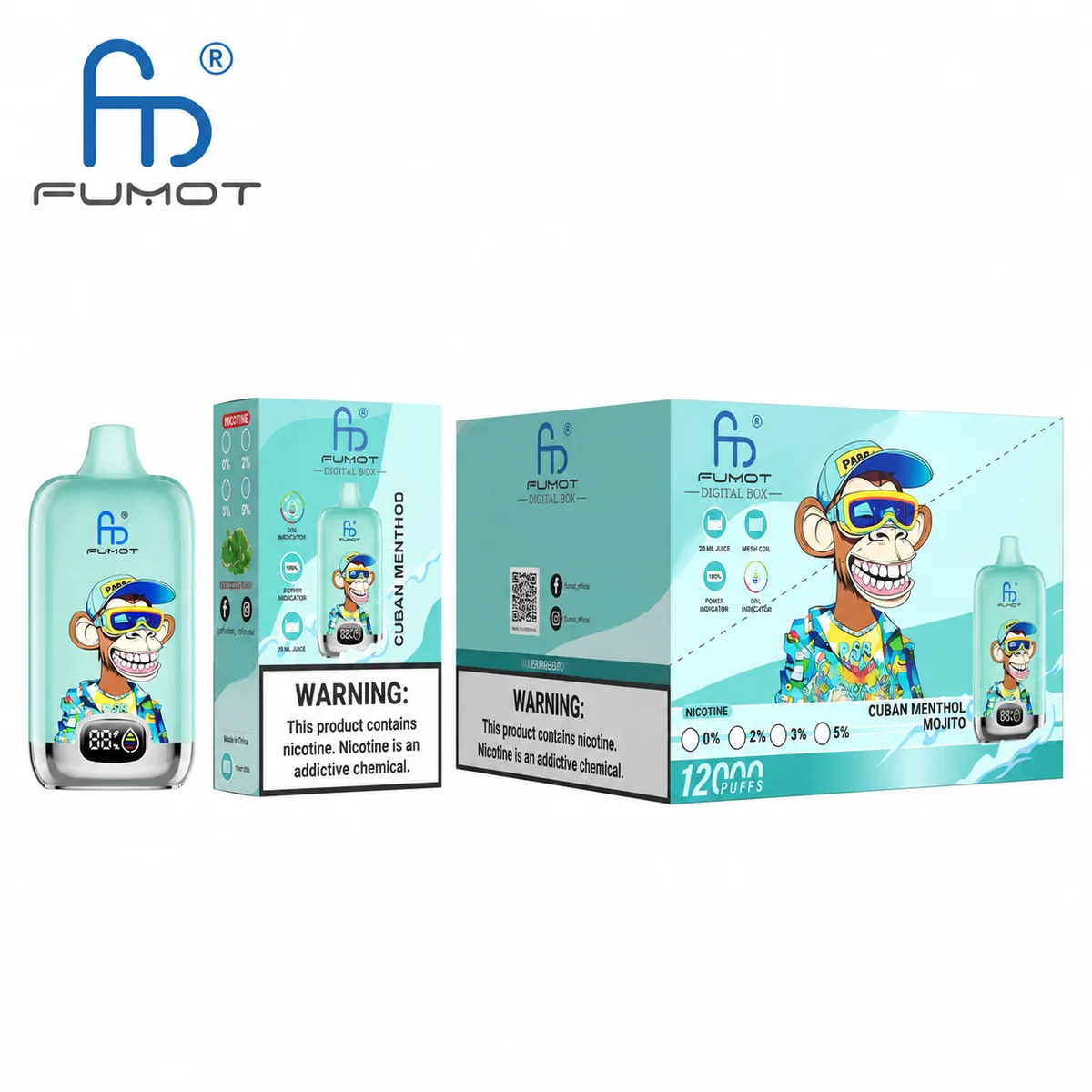 Fumot Digital Box 12000 Cuban Menthol Mojito – 10er-Displaybox mit Einweg-Vape und Einzelpackung