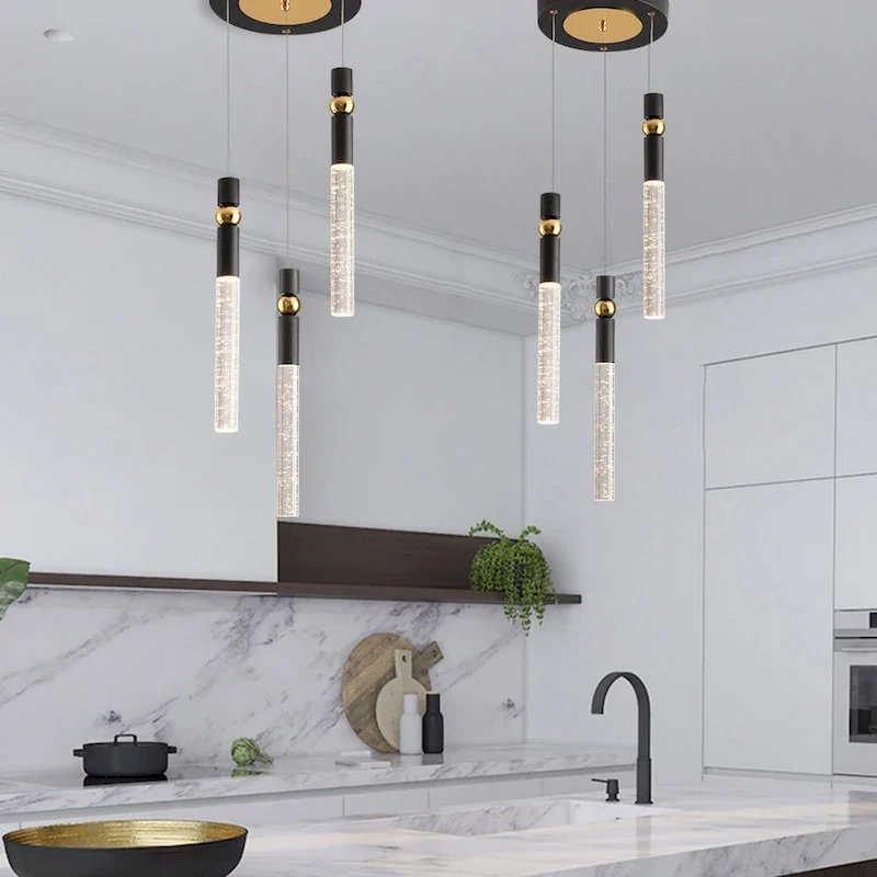3-Light LED Crystal Pendant Light, Dimmable Ceiling Hanging Light Fixture