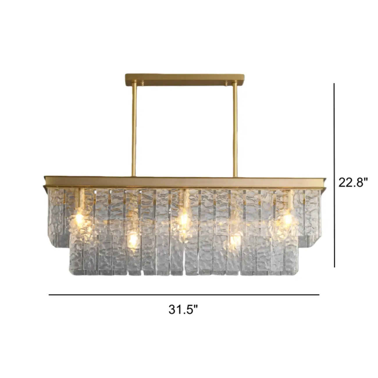 Modern Luxury Brass Glass Rectangular  2-Tier Island Lights-HomeyFad