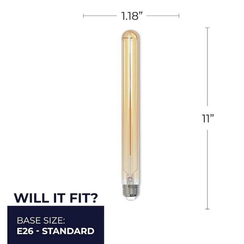 Bulbrite LED Filament Pack of (4) 5 Watt Dimmable 11 Inch T9 Light Bulb with Antique Glass Finish and Medium (E26) Base