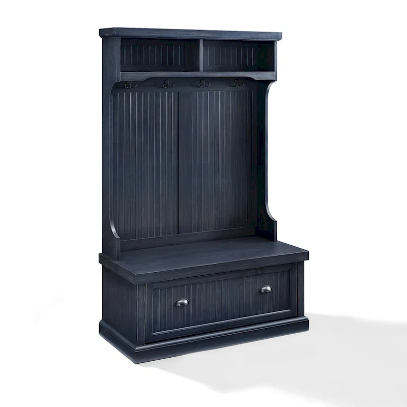 Crosley Seaside Hall Tree In Distressed Navy Finish