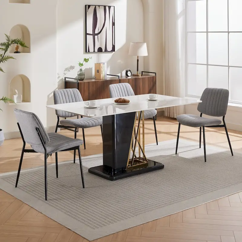 GDFStudio Modern Armless Upholstered Dining Chairs with Metal Legs