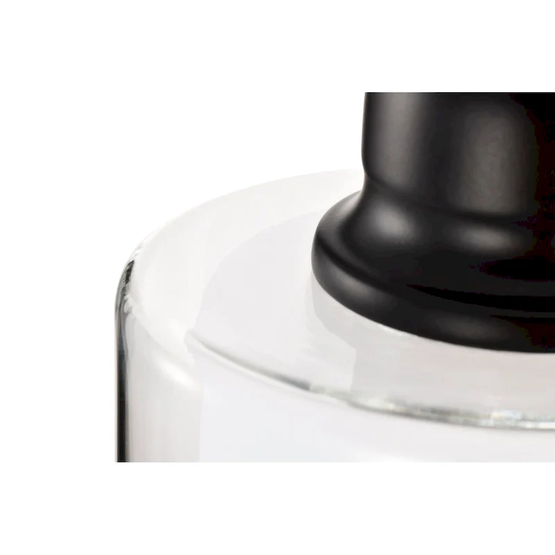 Daley 1-Light Matte Black Double Shaded Mini Pendant Light with Clear Glass and White Glass Shades