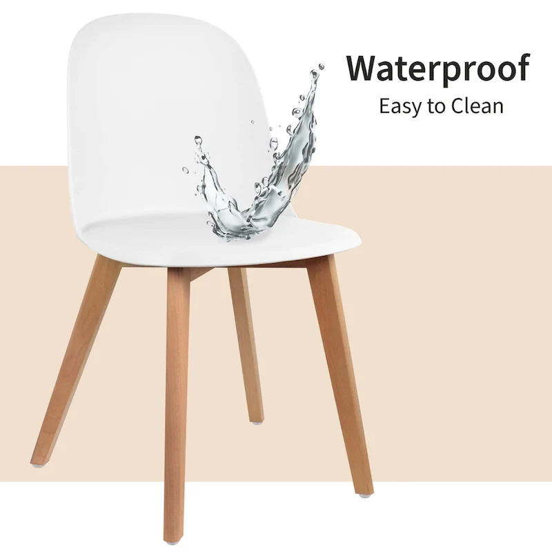 Set of 2 Dining Side Chair with Back Armless Plastic Seat Wooden Legs Kitchen Desk Task Computer