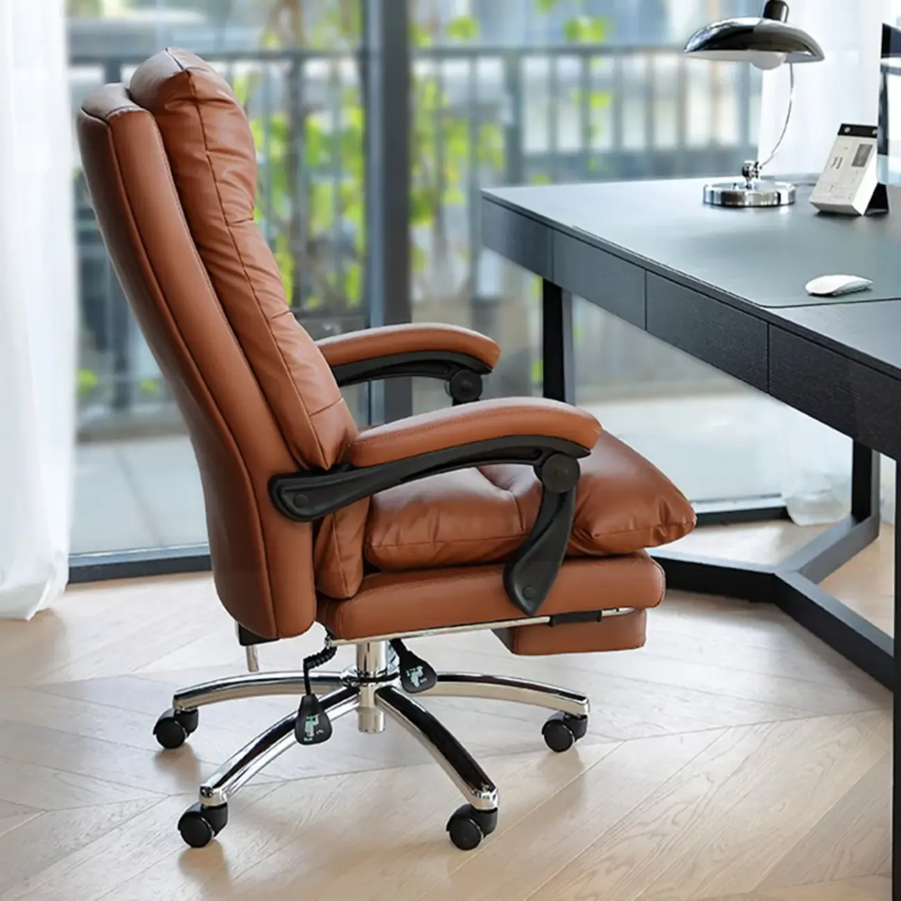 Upholstered Leather Recliner Adjustable Office Chair