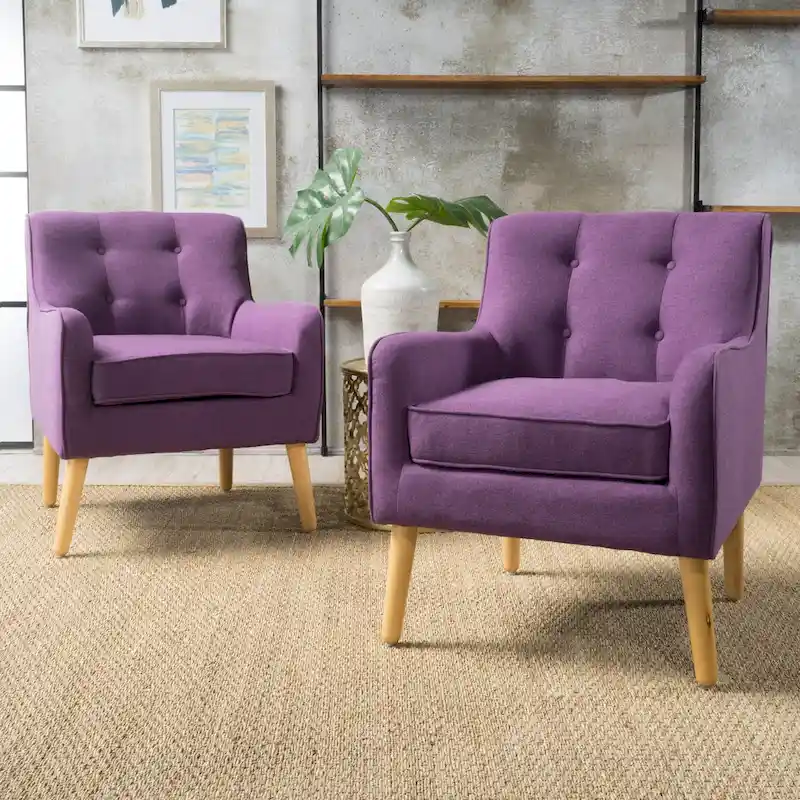 Felicity Mid-Century Modern Fabric Tufted Arm Chair (Set of 2) by Christopher Knight Home