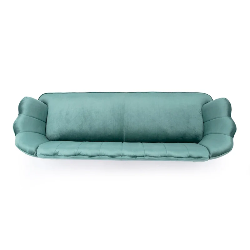 Velvet Channel Stitched 3-seater Sofa with Metal Legs
