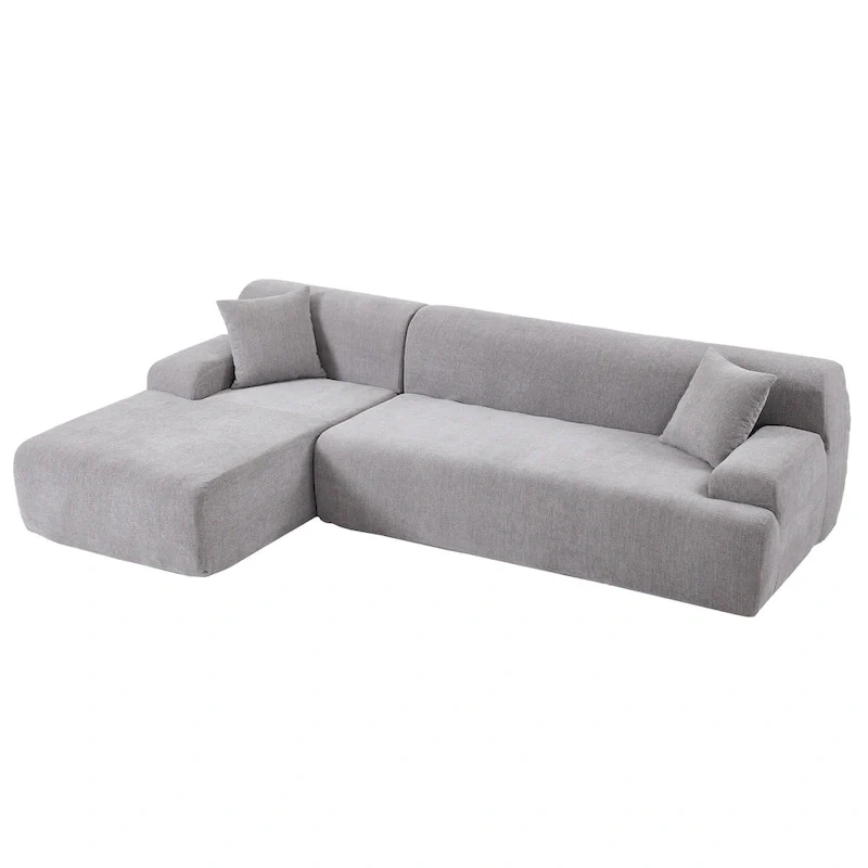 111 Polyester L-Shape Modular Sectional Sofa with High-Density Foam, 27 Deep Seat and Anti-Wrinkle Chenille Fabric